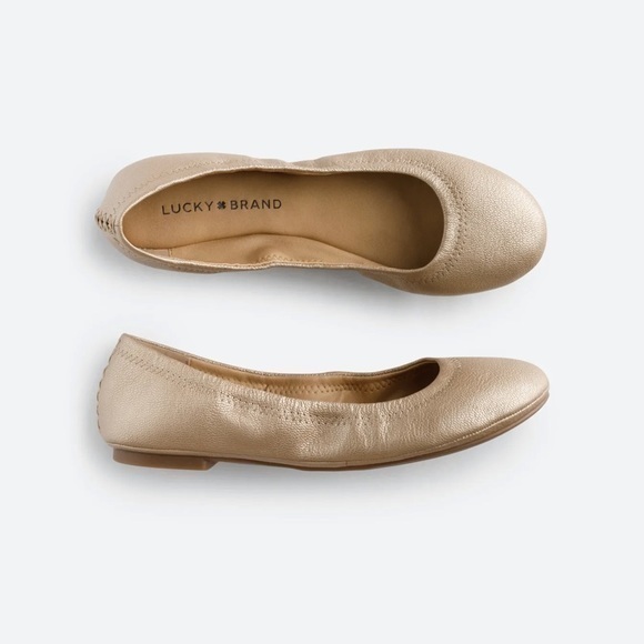 NWOT Lucky Brand Emmie gold leather ballet flats no box size 8 - Picture 1 of 10